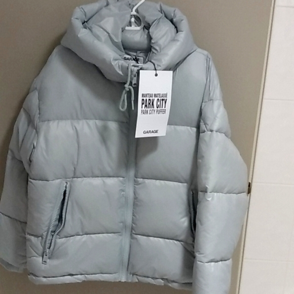 Garage Jackets & Blazers - Silver Blue Puffer jacket with tags